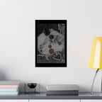 Abstract Grunge Moon Poster — Dark Textured Matte Vertical Wall Art