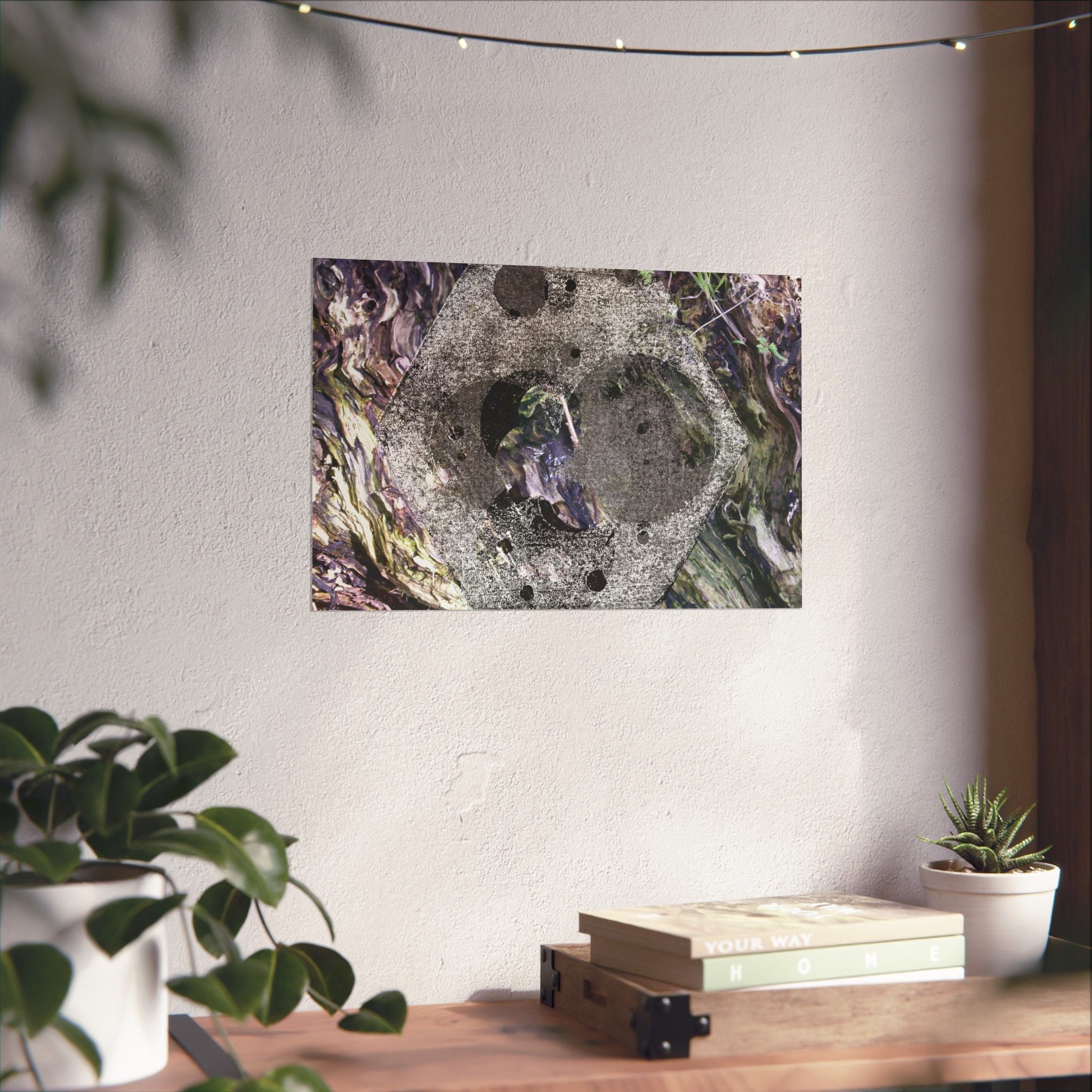 Abstract Cosmic Marble Matte Horizontal Poster — Surreal Lunar Texture Wall Art