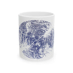 Tree Silhouette Ceramic Mug — Blue Botanical Nature Cup