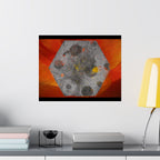 Abstract Hexagon Art Poster — Red Orange Matte Horizontal Print