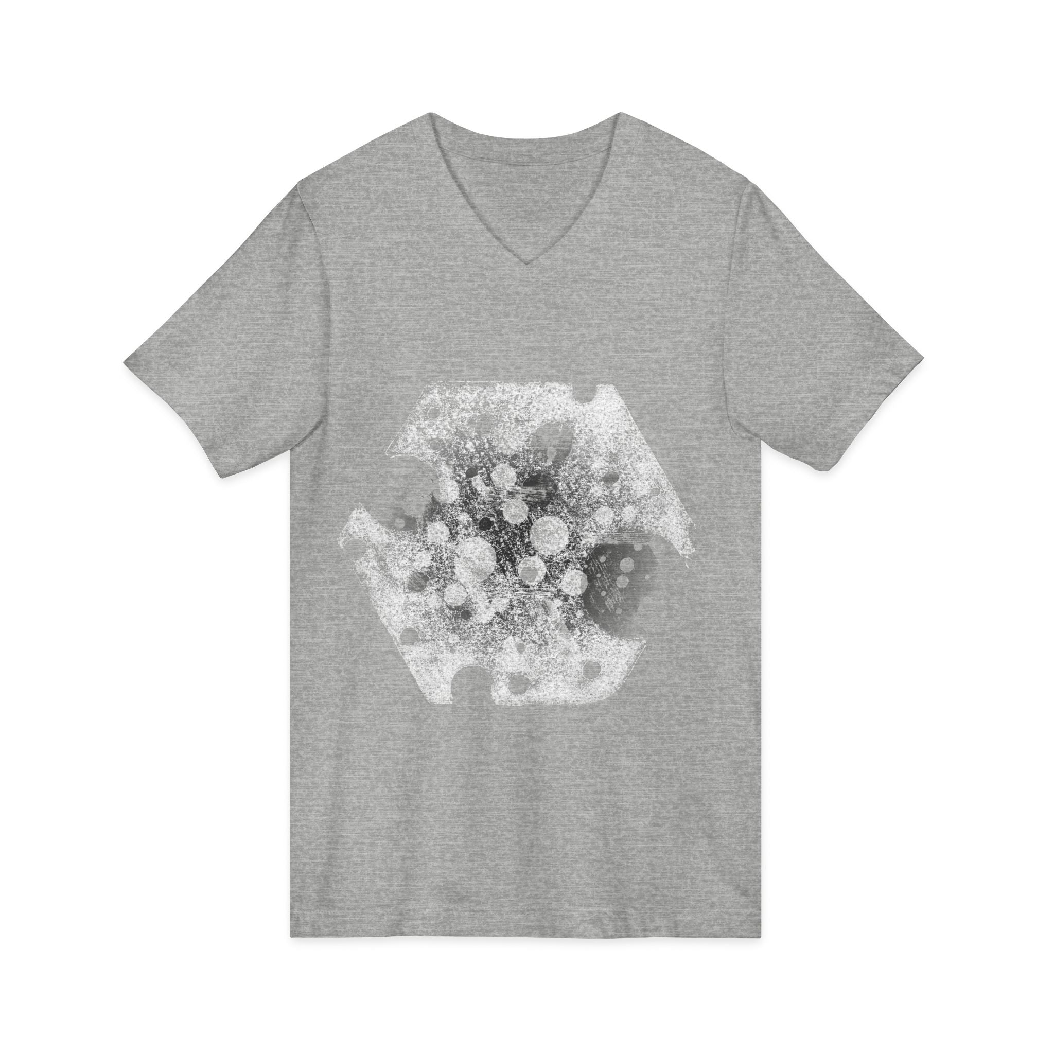 Hex Moon Graphic Tee Design Hex31 — Distressed Space Cheese Vintage Astronomy V-Neck T-Shirt