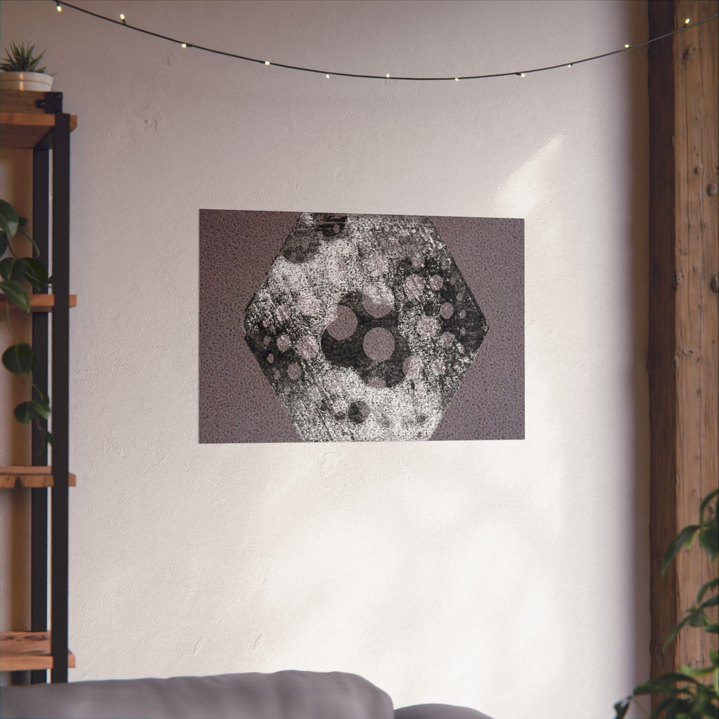 Abstract Hexagon Art Poster — Textured Geometric Matte Horizontal Print