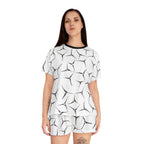 Women's Short Pajama Set — Minimal Black Crackle All-Over Print Sleepwear
