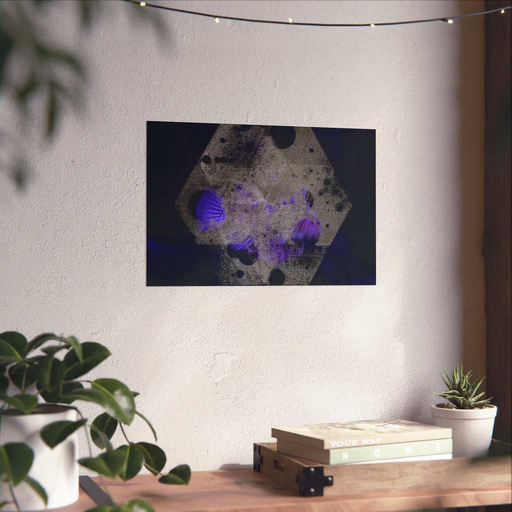Abstracte zeshoekige paarse rook matte poster 