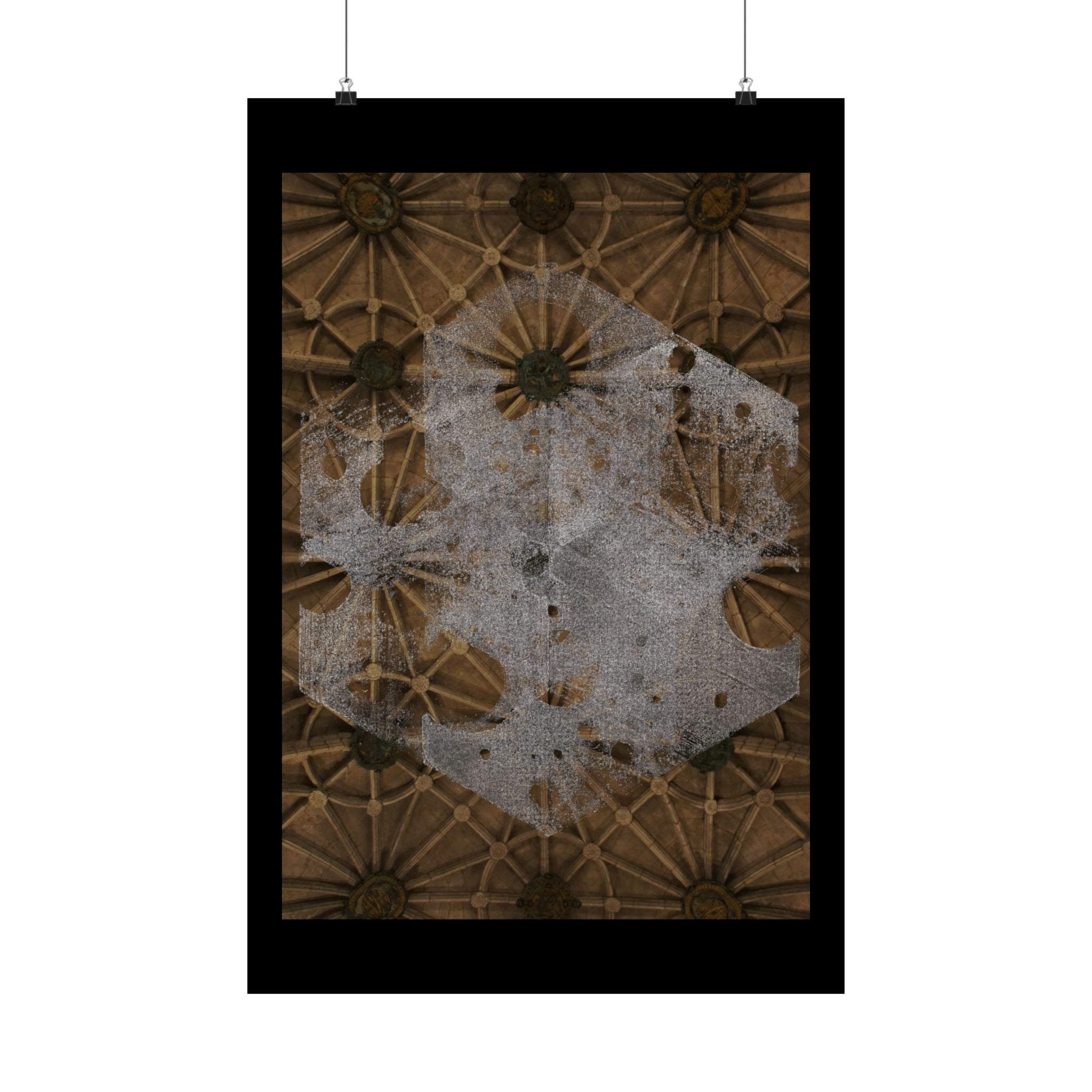 Vintage Floral Ceiling Matte Poster — Distressed Gothic Botanical Wall Art