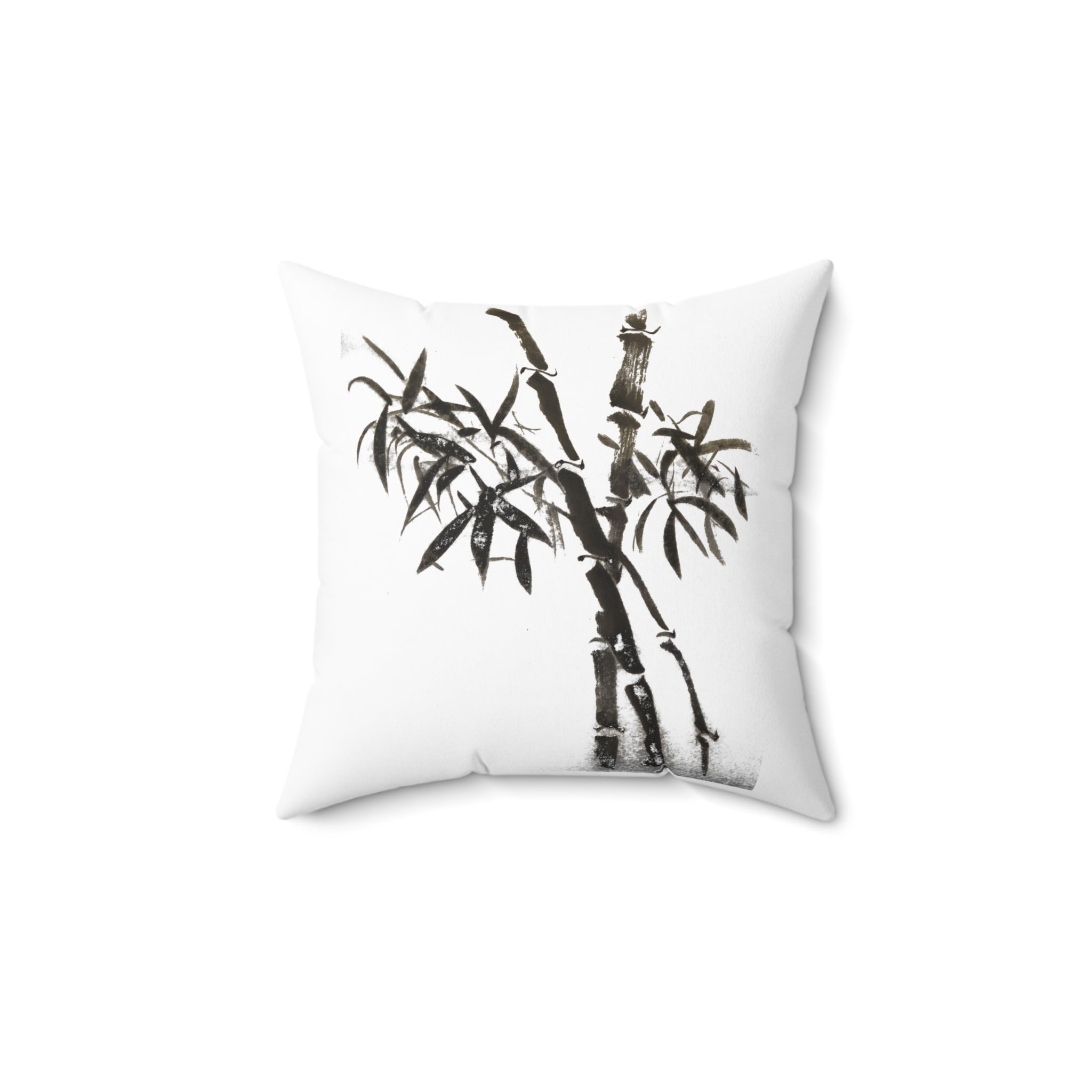 Decoratief sierkussen met bamboe-inktkunst - Minimalistisch Aziatisch Zen-sierkussen 