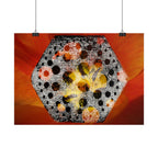Abstracte zeshoekige bloemenposter — Opvallende oranje moderne muurdecoratie 