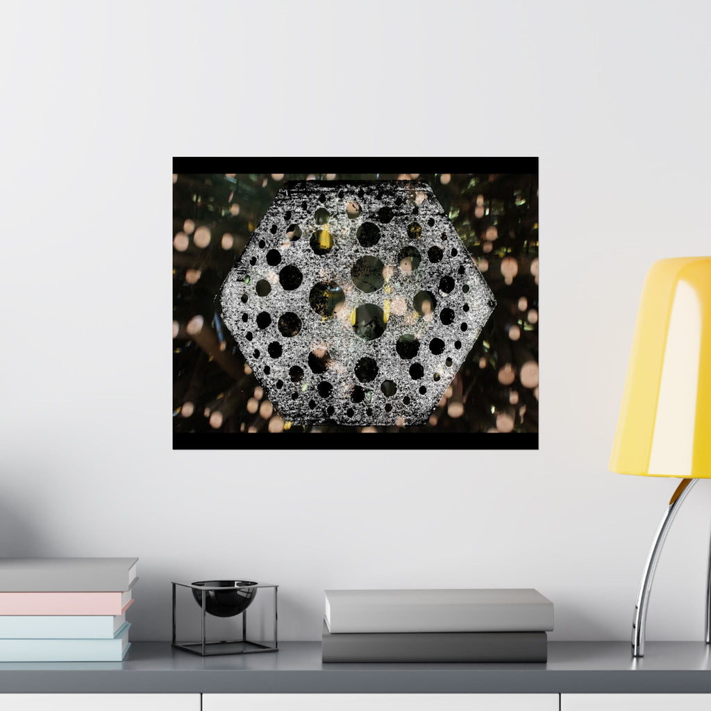 Hexagonal Crystal Bokeh Matte Poster — Abstract Celestial Wall Art