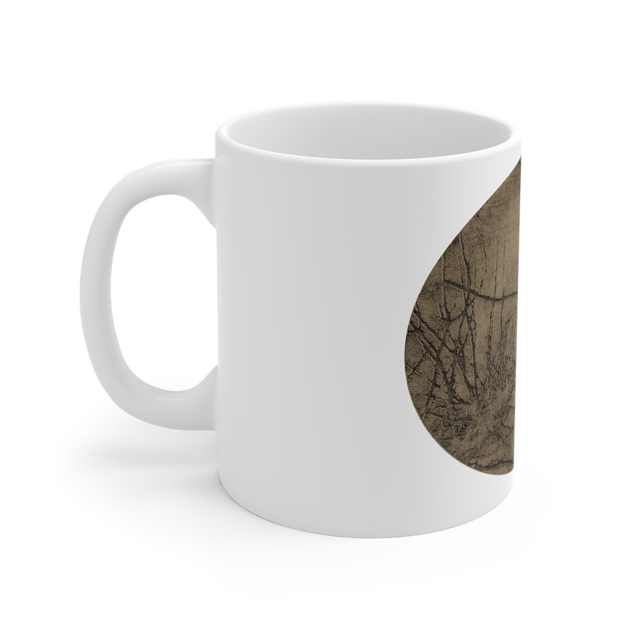 Earth-Toned Botanical Circle Ceramic Mug — Vintage Tree Branch Design - no 36