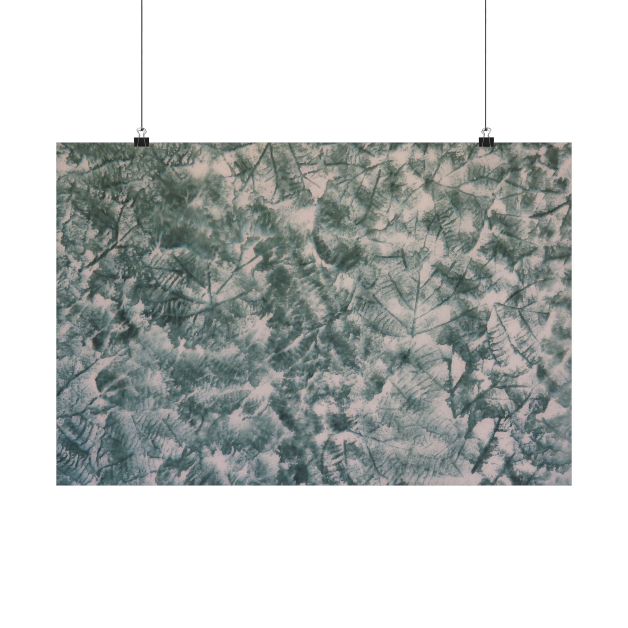 Poster met botanische textuur en matte afwerking — Horizontaal wanddecoratie met groen bladpatroon 