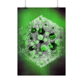 Abstracte poster met groene zeshoek — Neon geometrische kunst, matte verticale print 
