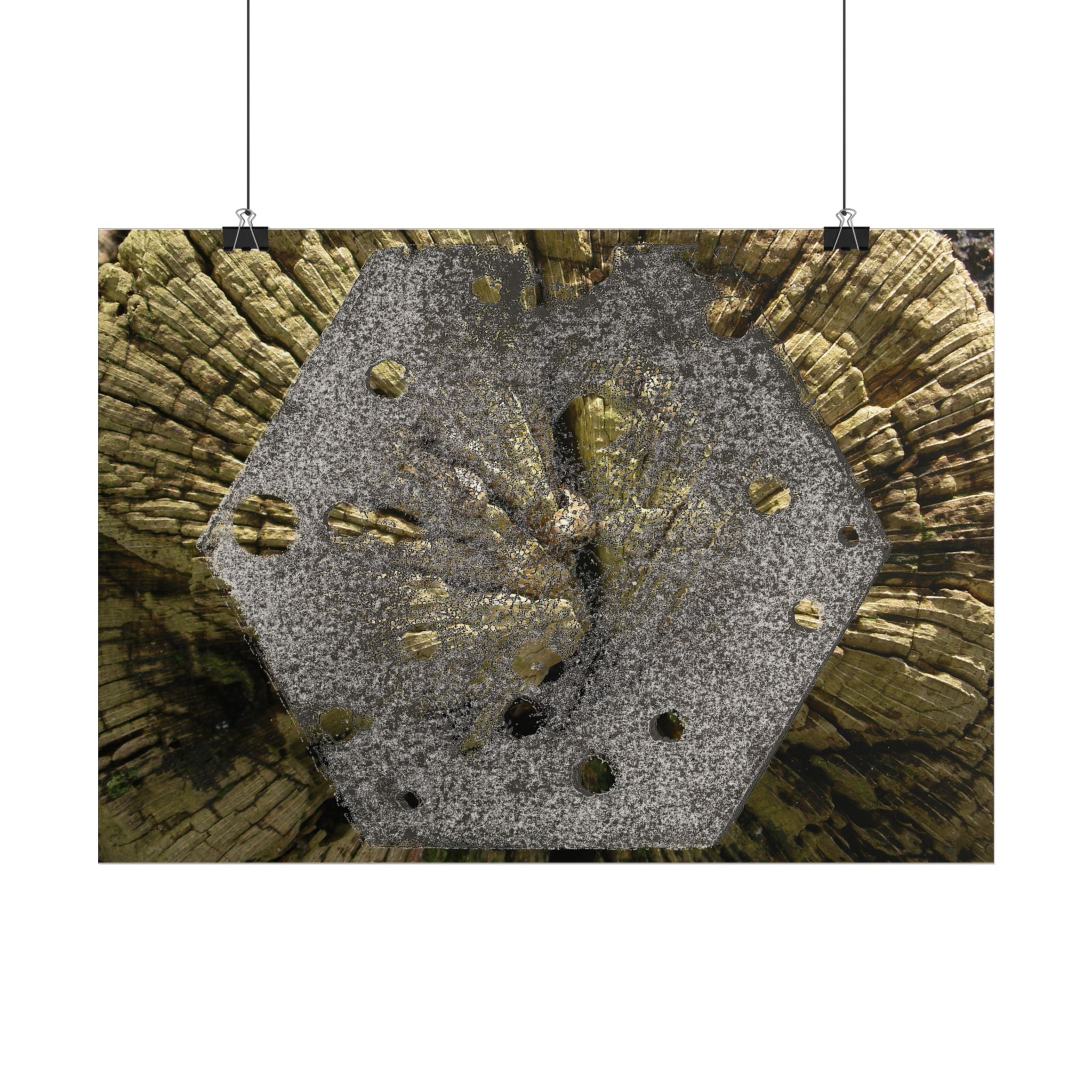 Poster met dwarsdoorsnede van een verweerde boom | Horizontale wanddecoratie 