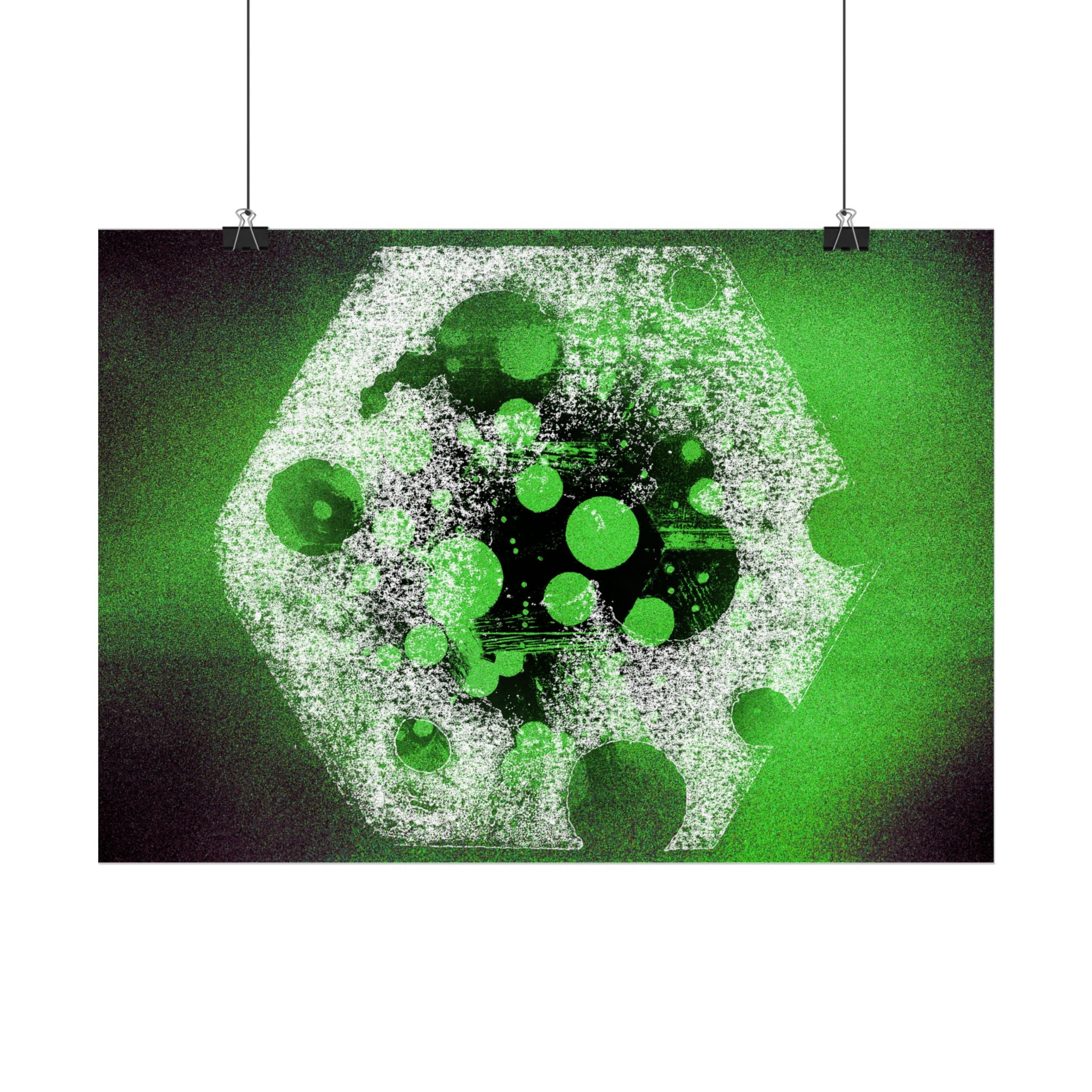 Abstract Green Bubble Matte Poster — Horizontal Modern Art Print