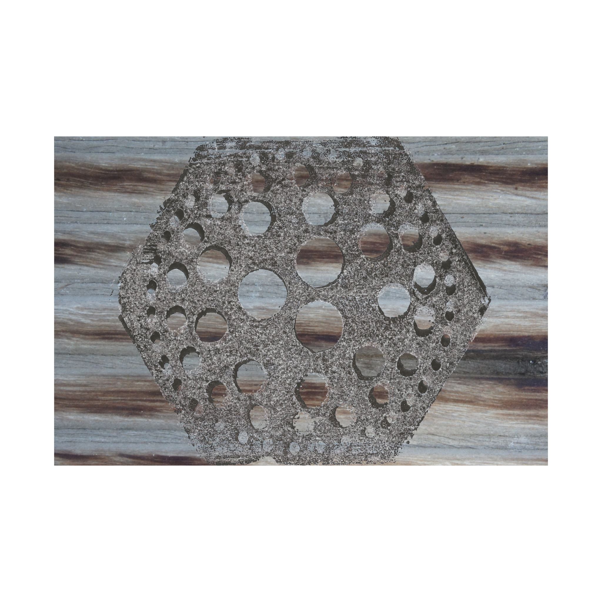 Rustieke honingraatposter, matte verticale poster | Zeshoekige wanddecoratie, textuur van schuurhout 