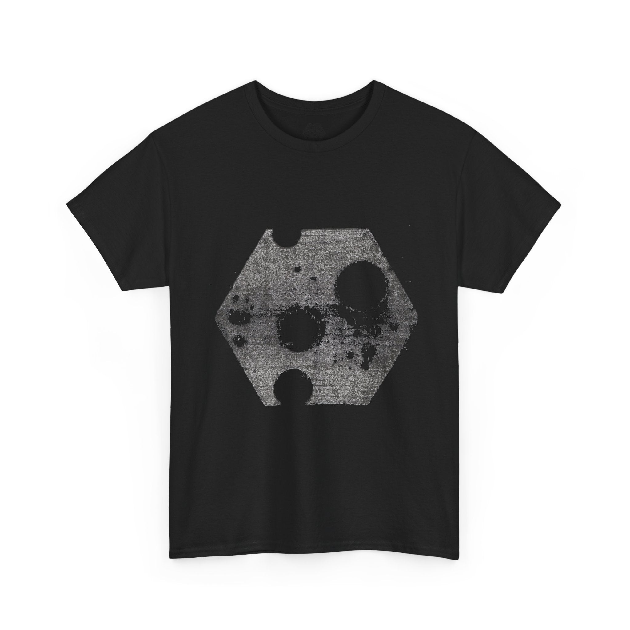 Hexagon Circles Graphic Tee — Digital Manual Print Art