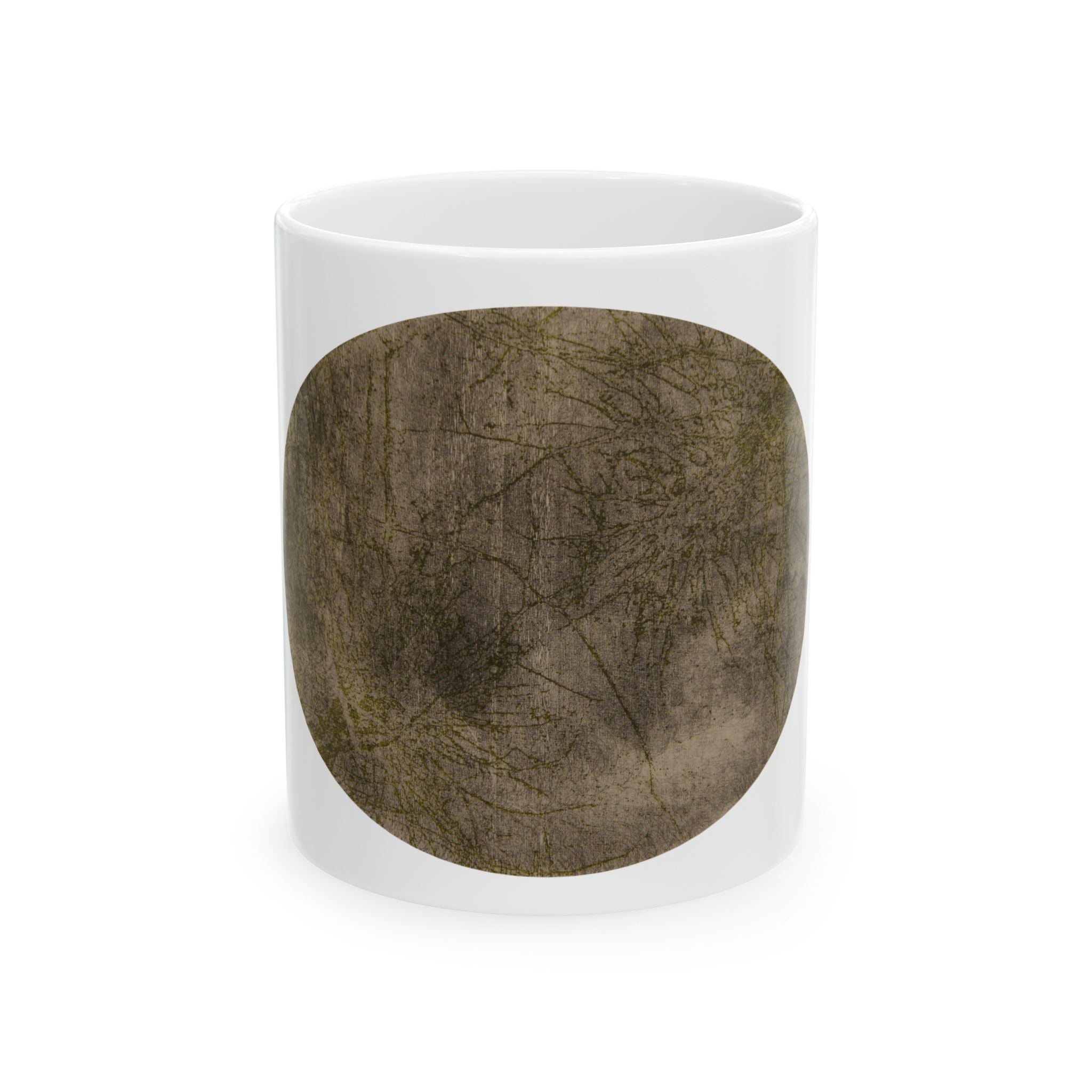 Vintage keramische mok met houtnerfpatroon — Rustieke koffiekop - nr. 43 