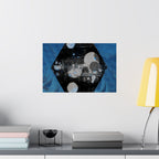 Abstract Blue Hexagon Poster — Matte Horizontal Wall Art