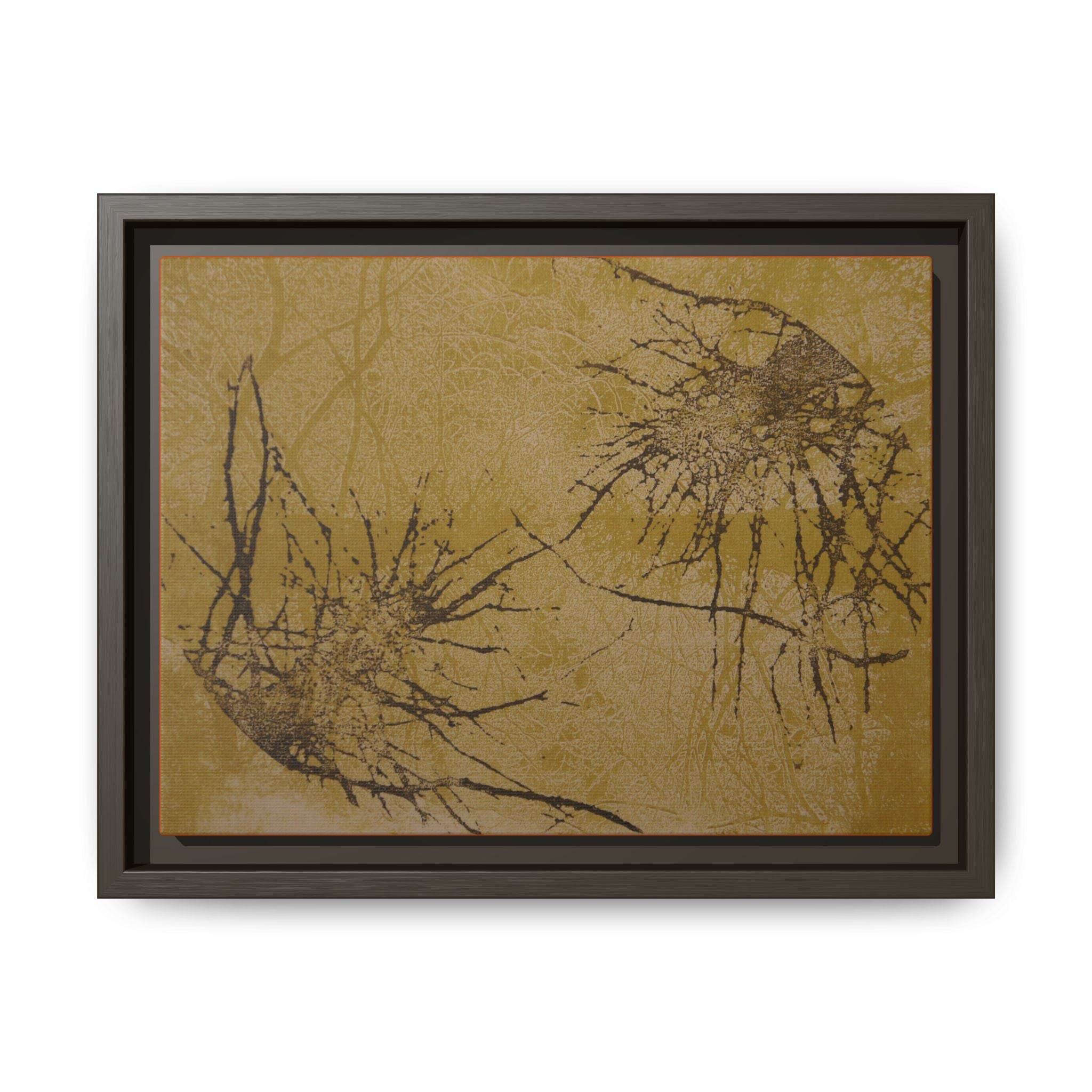 Framed Matte Canvas Art, no 07 — Twin Tree Wood-Carving Reproduction (Black & Gold Lover)