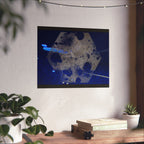 Abstract Blue Space Poster — Matte Horizontal Art Print