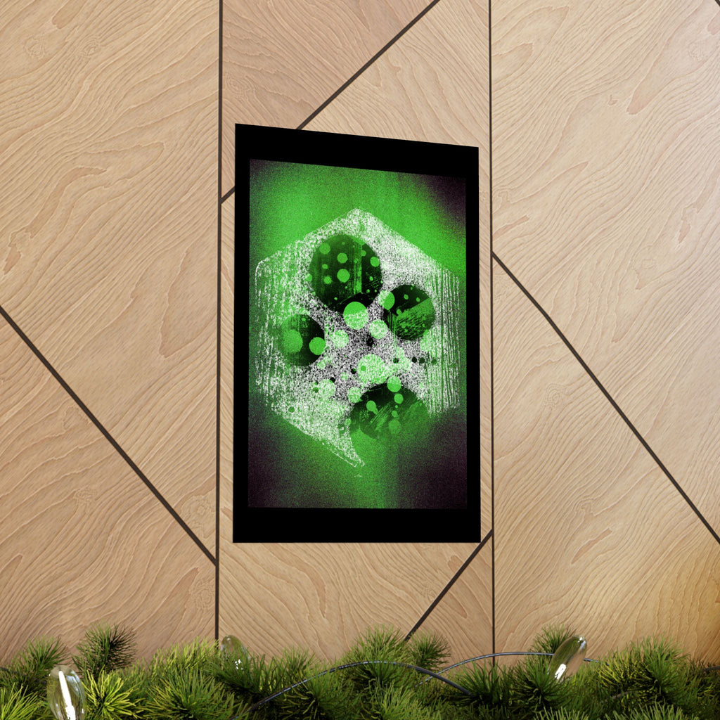 Abstract Green Hexagon Art Poster — Matte Vertical Wall Print