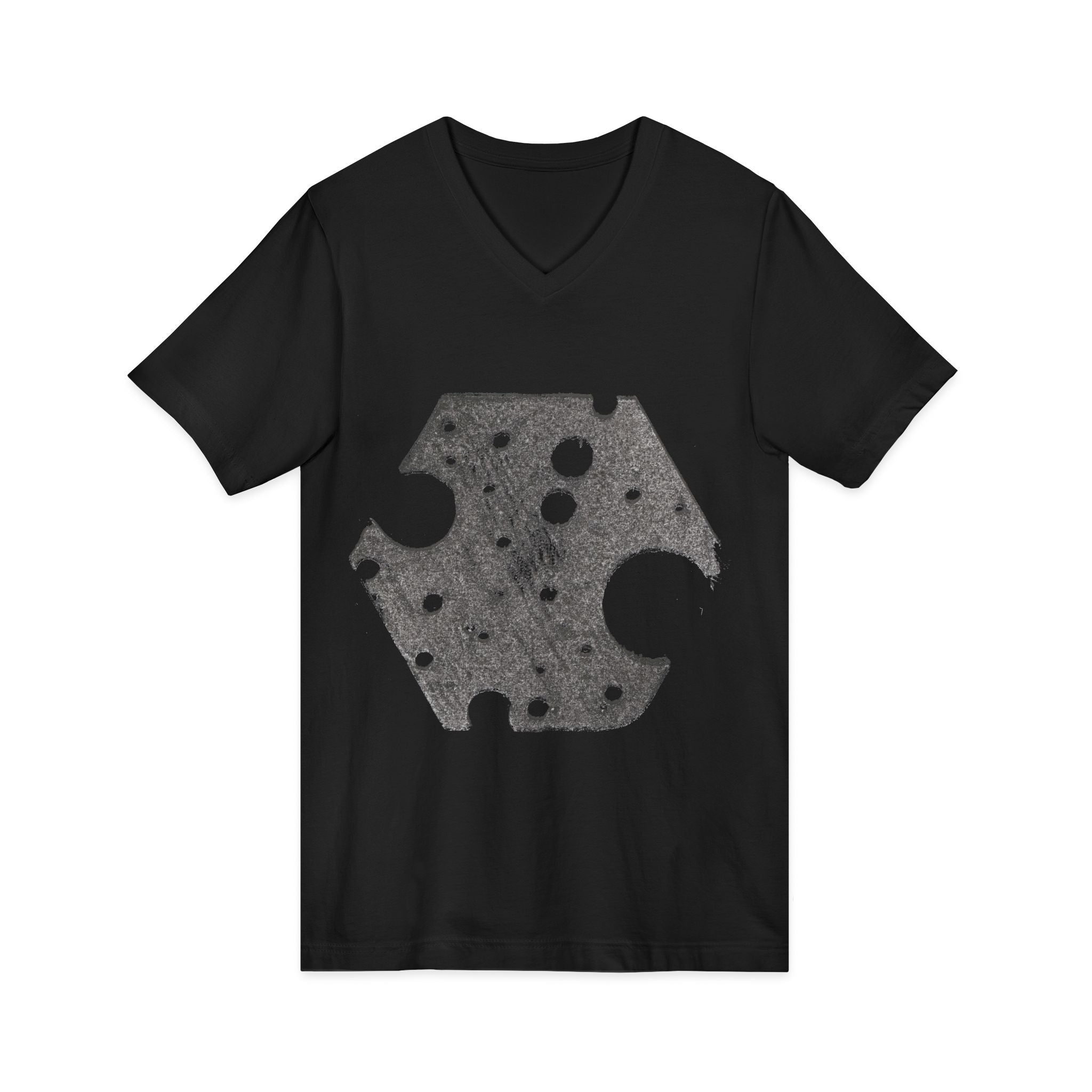 Hex Moon Graphic Tee Design Hex09 — T-shirt met V-hals en vintage astronomisch design, geïnspireerd op Space Cheese
