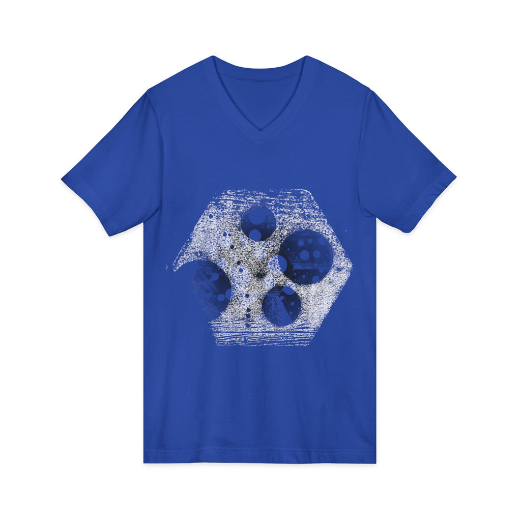 Hex Moon Graphic V-Neck Tee Design Hex25 — Distressed Space Cheese Vintage Astronomy V-Neck T-Shirt