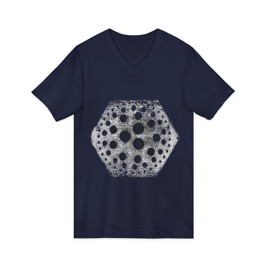 Hex Moon Graphic Tee Design Hex26 — Distressed Space Cheese Vintage Astronomy V-Neck T-Shirt