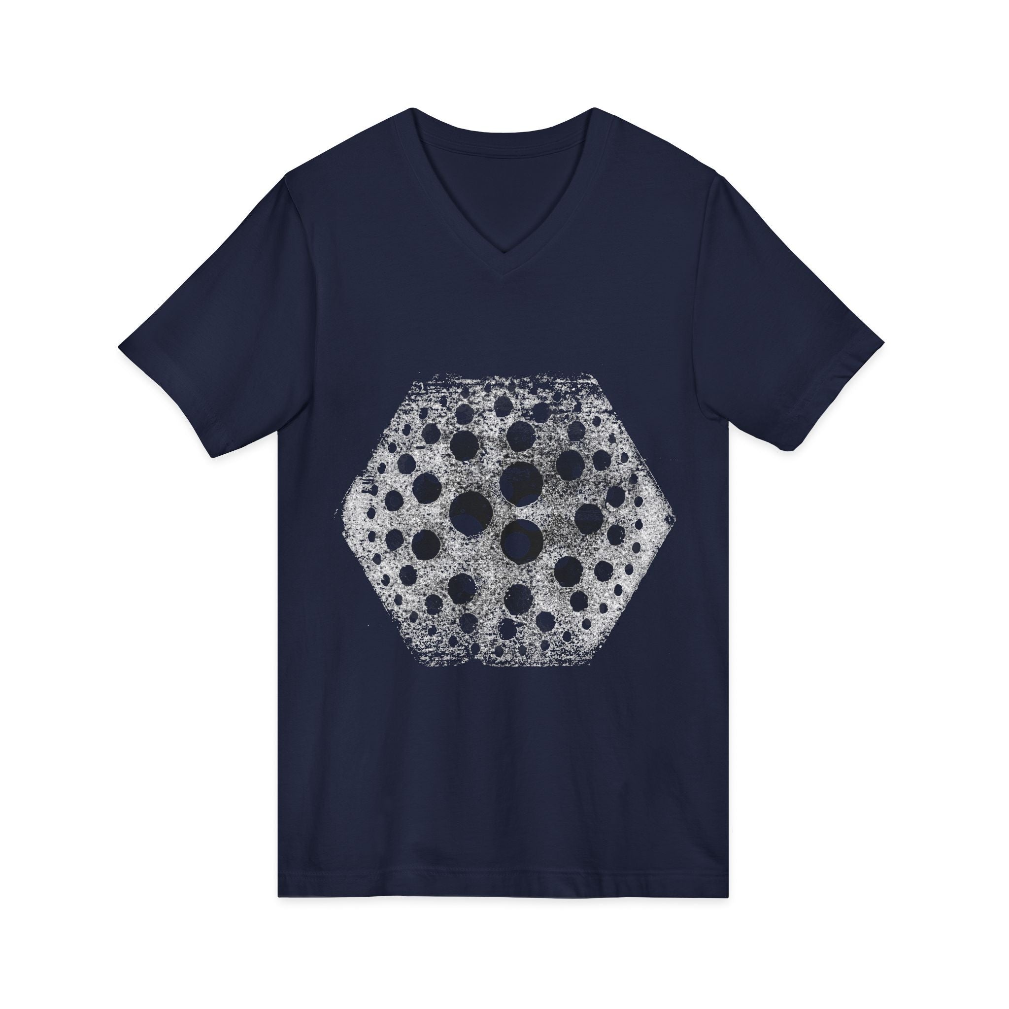 Hex Moon Graphic Tee Design Hex26 — T-shirt met V-hals en vintage astronomisch design, geïnspireerd op Space Cheese
