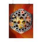 Abstracte zeshoekige bloemenposter — verticale kunstprint