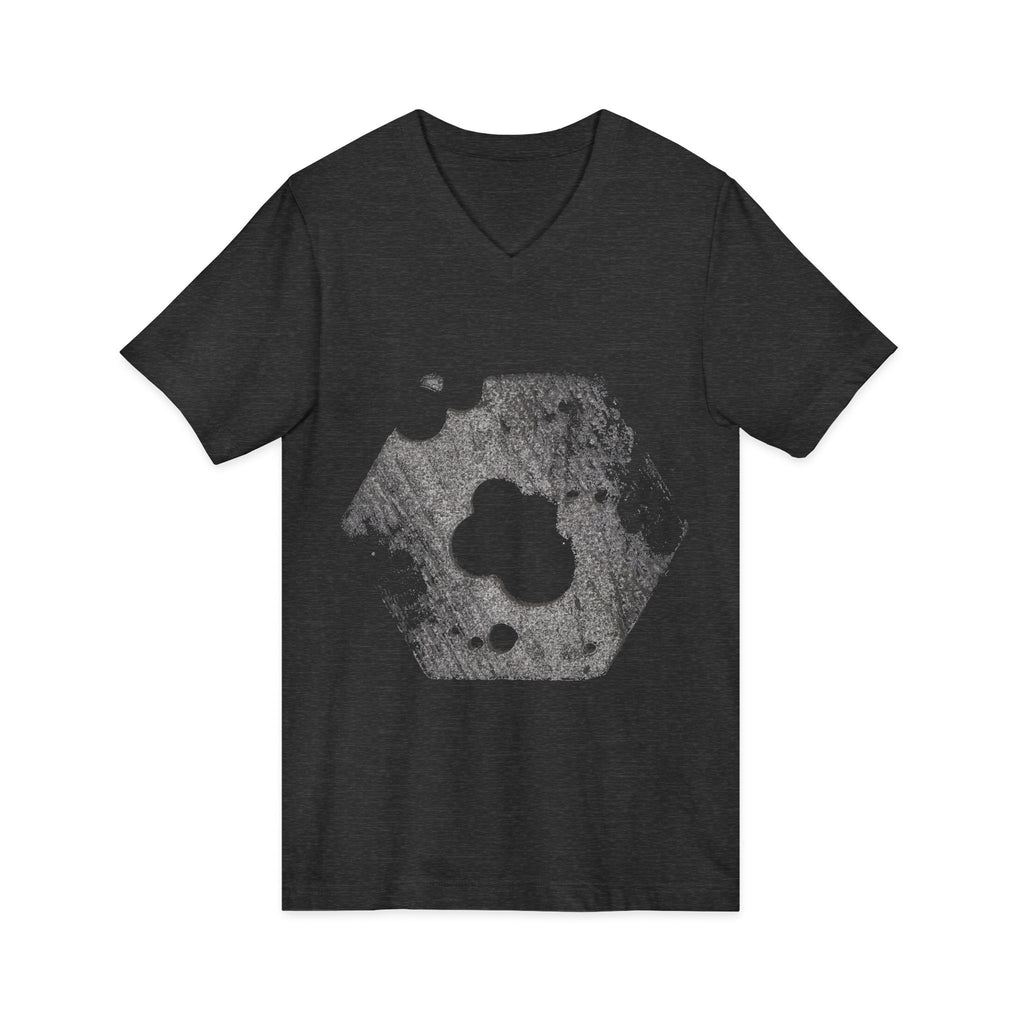 Hex Moon Graphic Tee Design Hex07 — Distressed Space Cheese Vintage Astronomy V-Neck T-Shirt