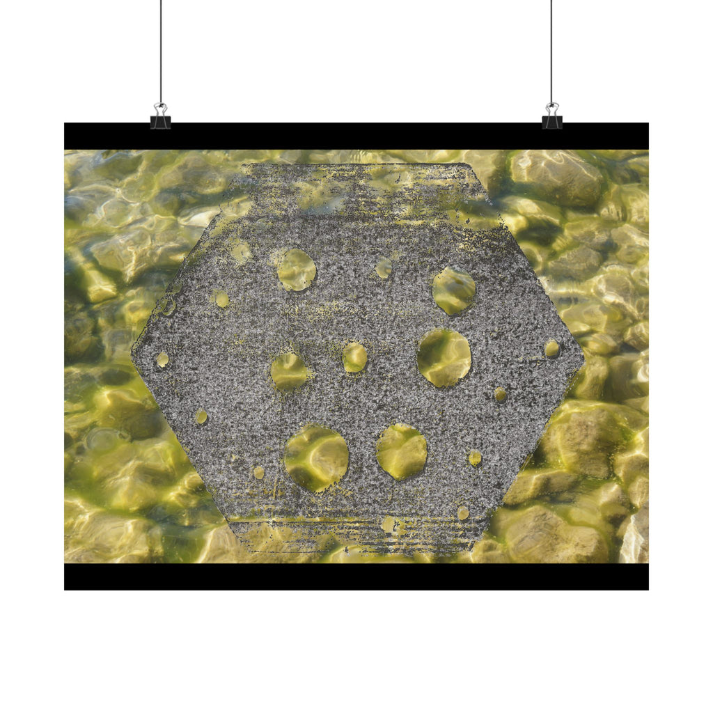 Abstracte geode matte horizontale poster — Gele kristaltextuur wanddecoratie 