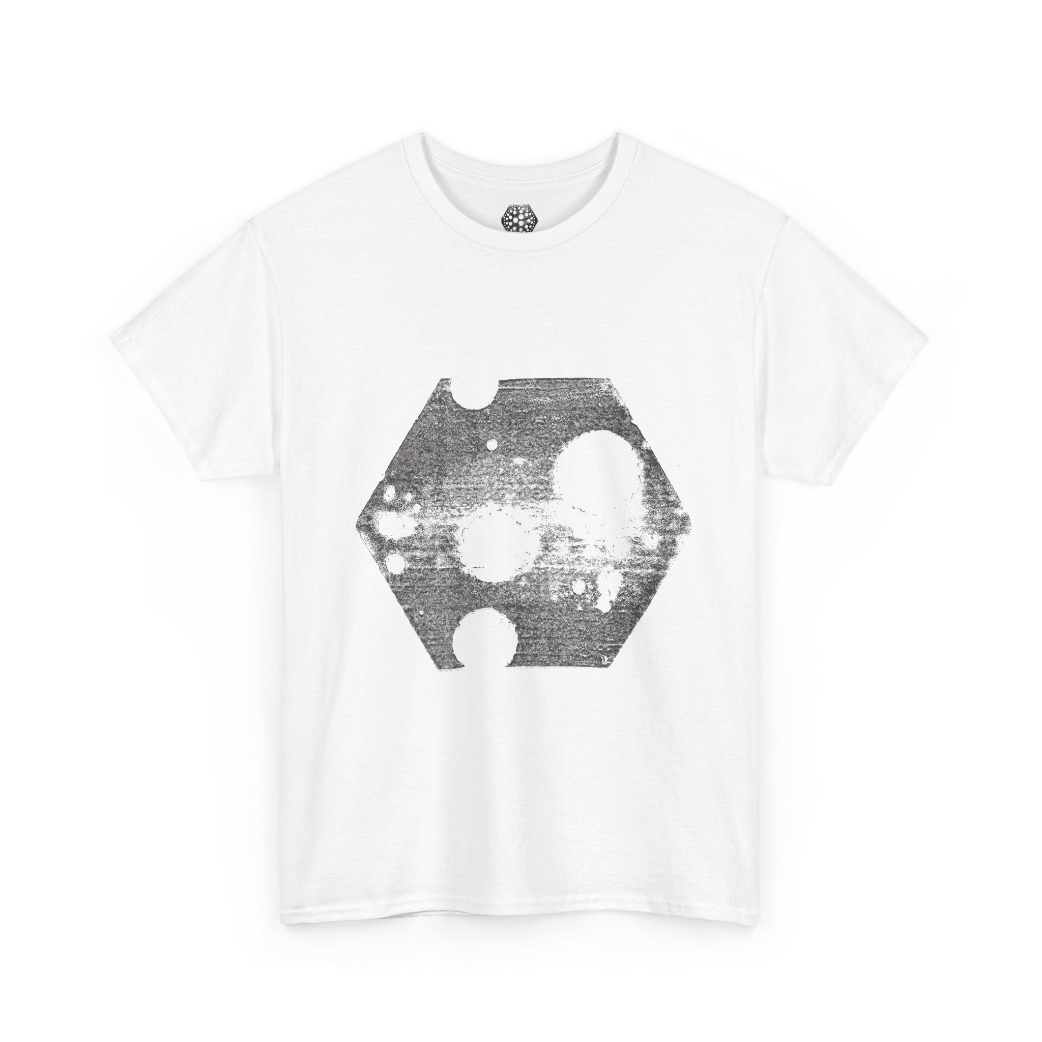 Hexagon Circles Graphic Tee — Digital Manual Print Art