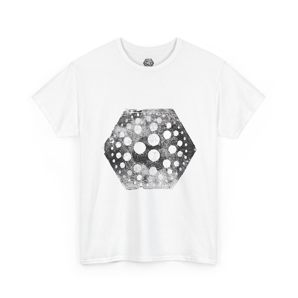 Hexagon Circles Graphic Tee — Digital Manual Print Art