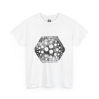 Hexagon Circles Graphic Tee — Digital Manual Print Art