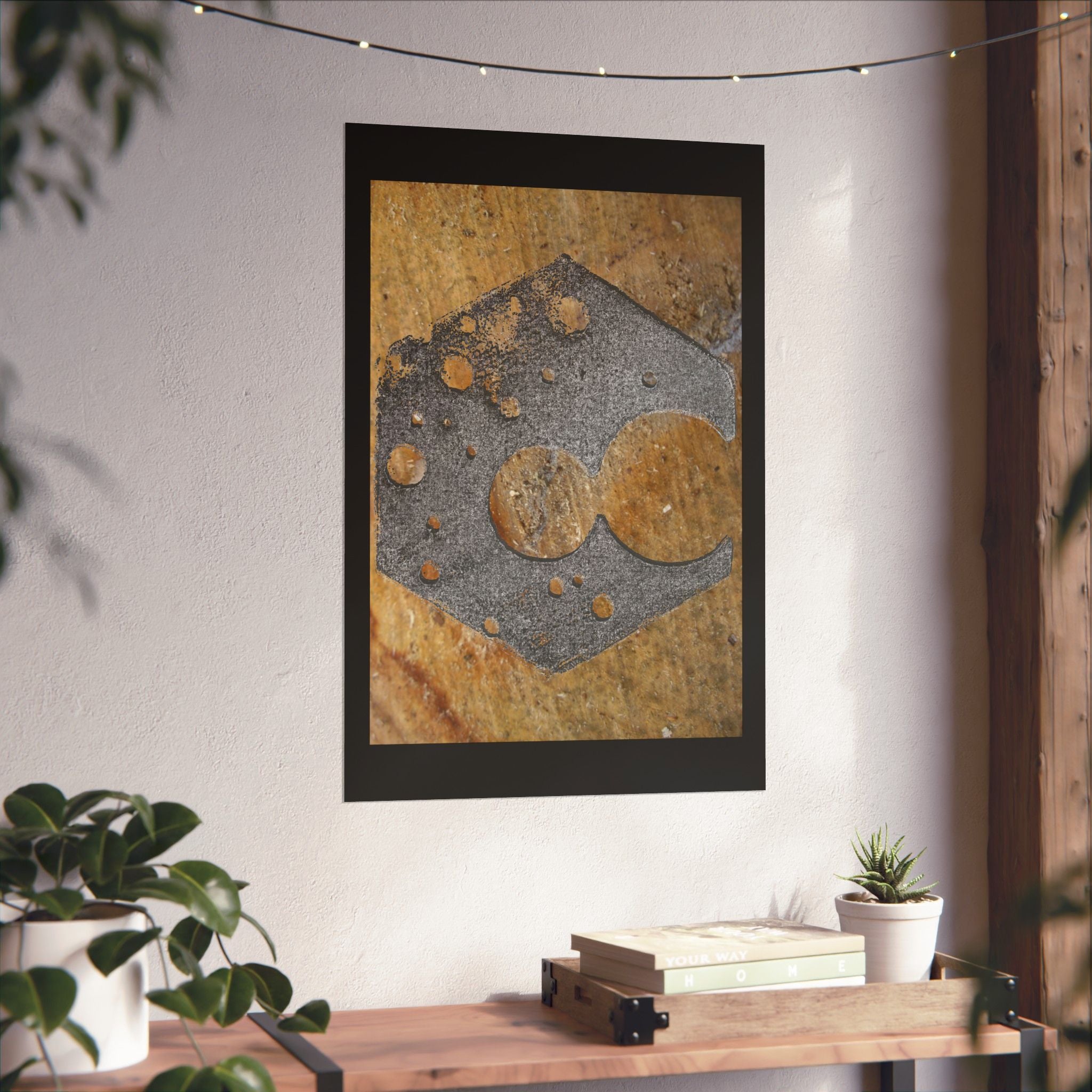 Rusty Hexagon Stencil Poster Matte Vertical Poster | Industrial Abstract Wall Art