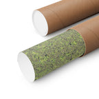 Matte horizontale poster met mosbegroeide maankrater — Botanisch groene maanwanddecoratie 