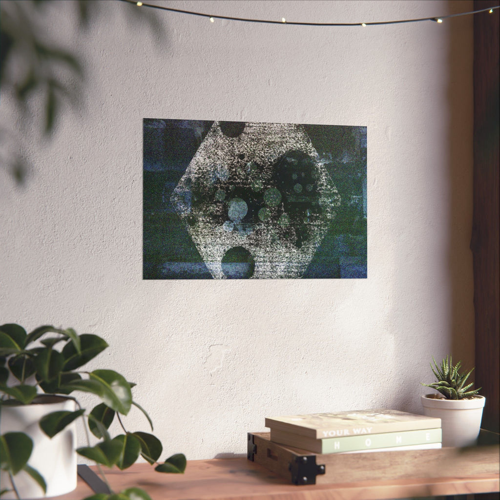Abstract Geometric Matte Poster — Hexagon & Circles Art Print (Horizontal)