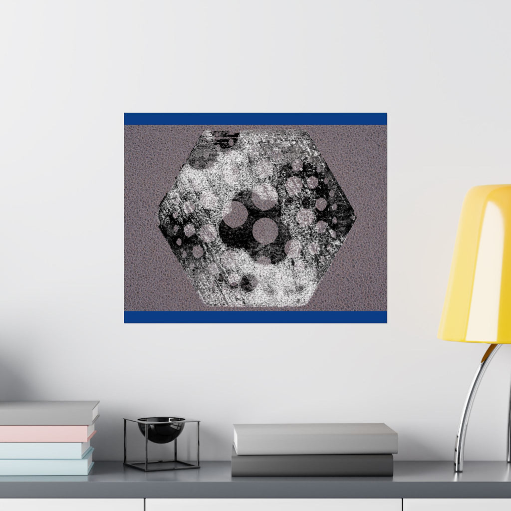 Abstract Hexagon Art Poster — Textured Geometric Matte Horizontal Print