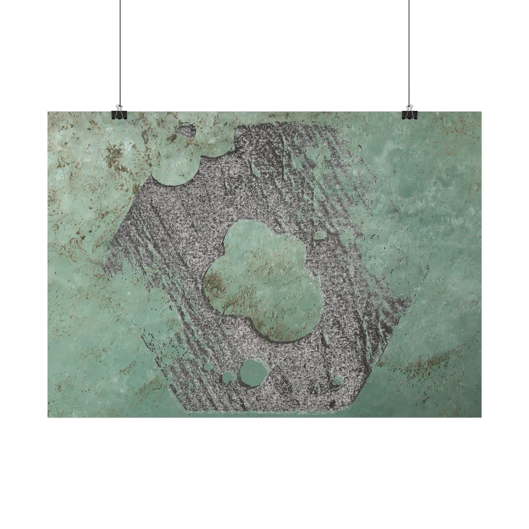 Abstracte poster met groene patina-textuur | Horizontale poster 