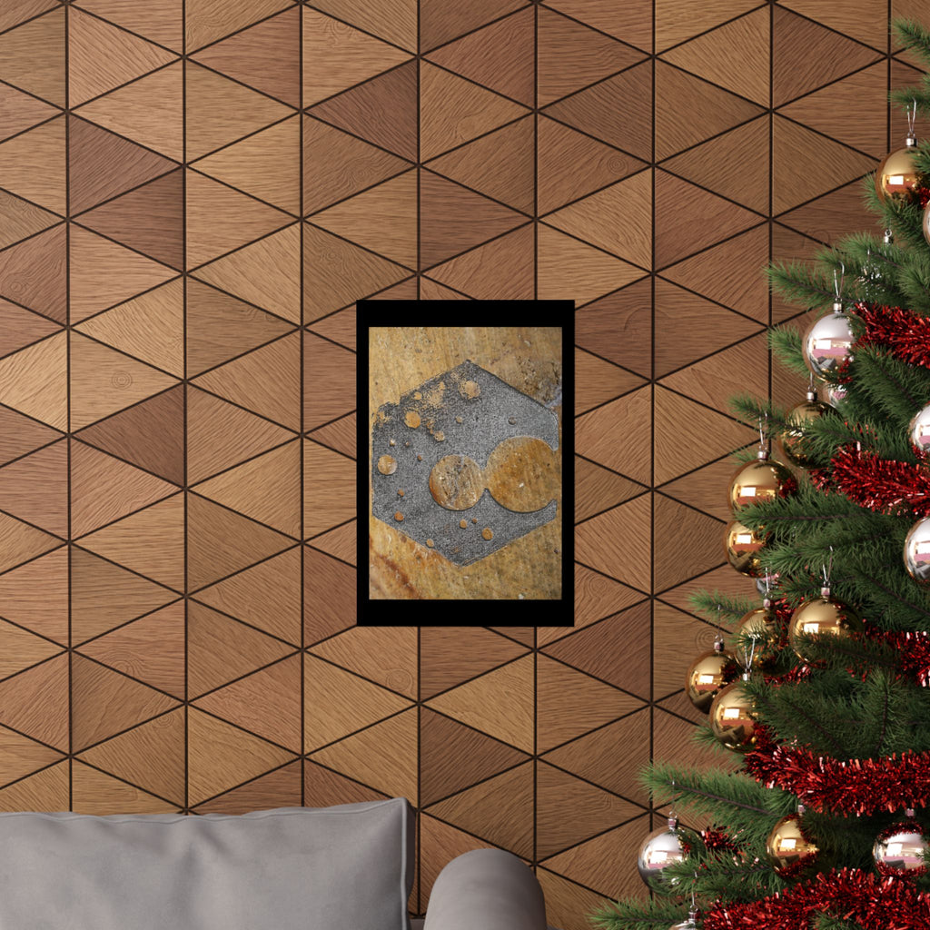 Rusty Hexagon Stencil Poster Matte Vertical Poster | Industrial Abstract Wall Art