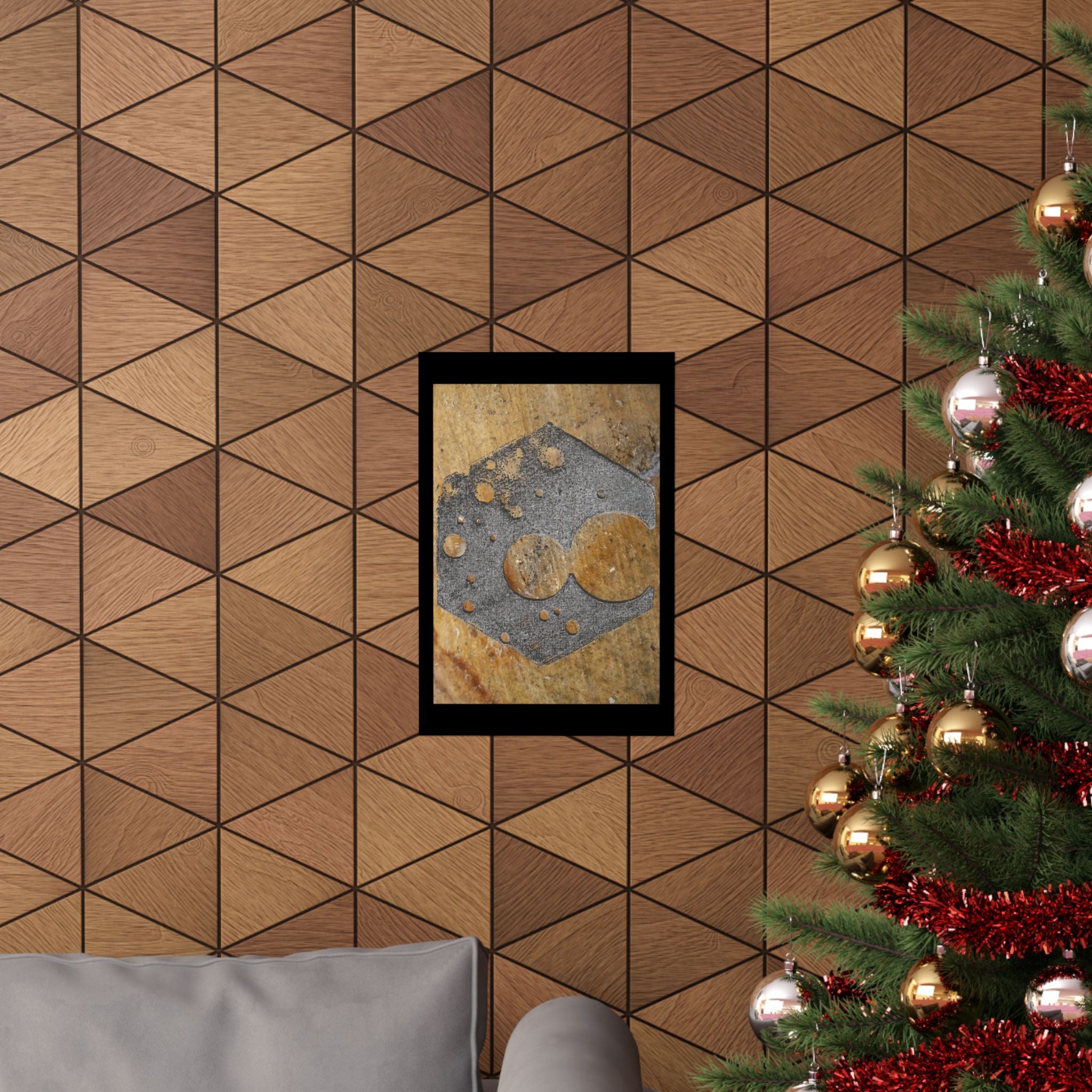 Rusty Hexagon Stencil Poster Matte Vertical Poster | Industrial Abstract Wall Art