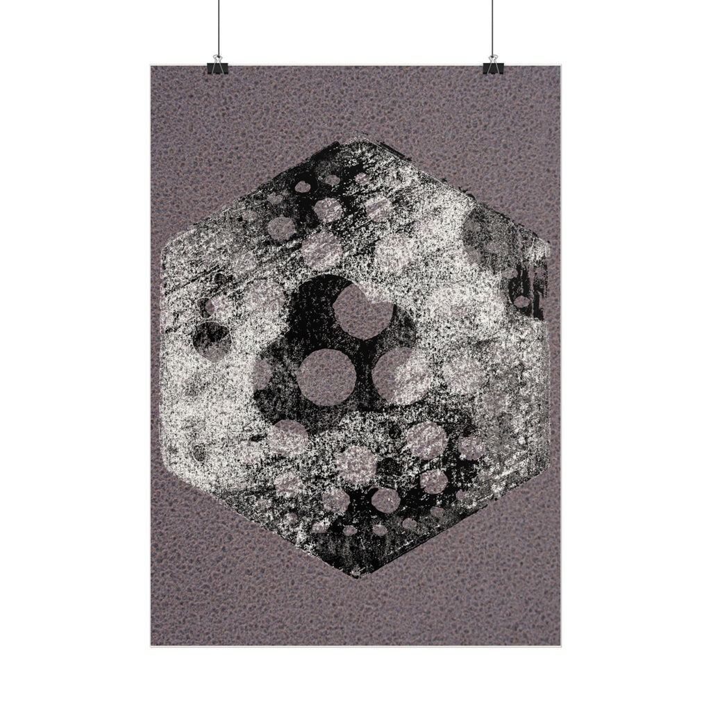 Abstracte zeshoekige kunstposter — Verticale print met grunge-textuur 
