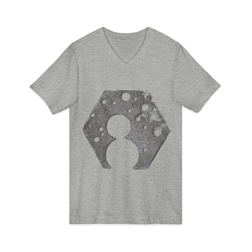 Hex Moon Graphic Tee Design Hex02 — Distressed Space Cheese Vintage Astronomy V-Neck T-Shirt