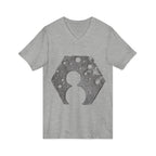Hex Moon Graphic Tee Design Hex02 — Distressed Space Cheese Vintage Astronomy V-Neck T-Shirt