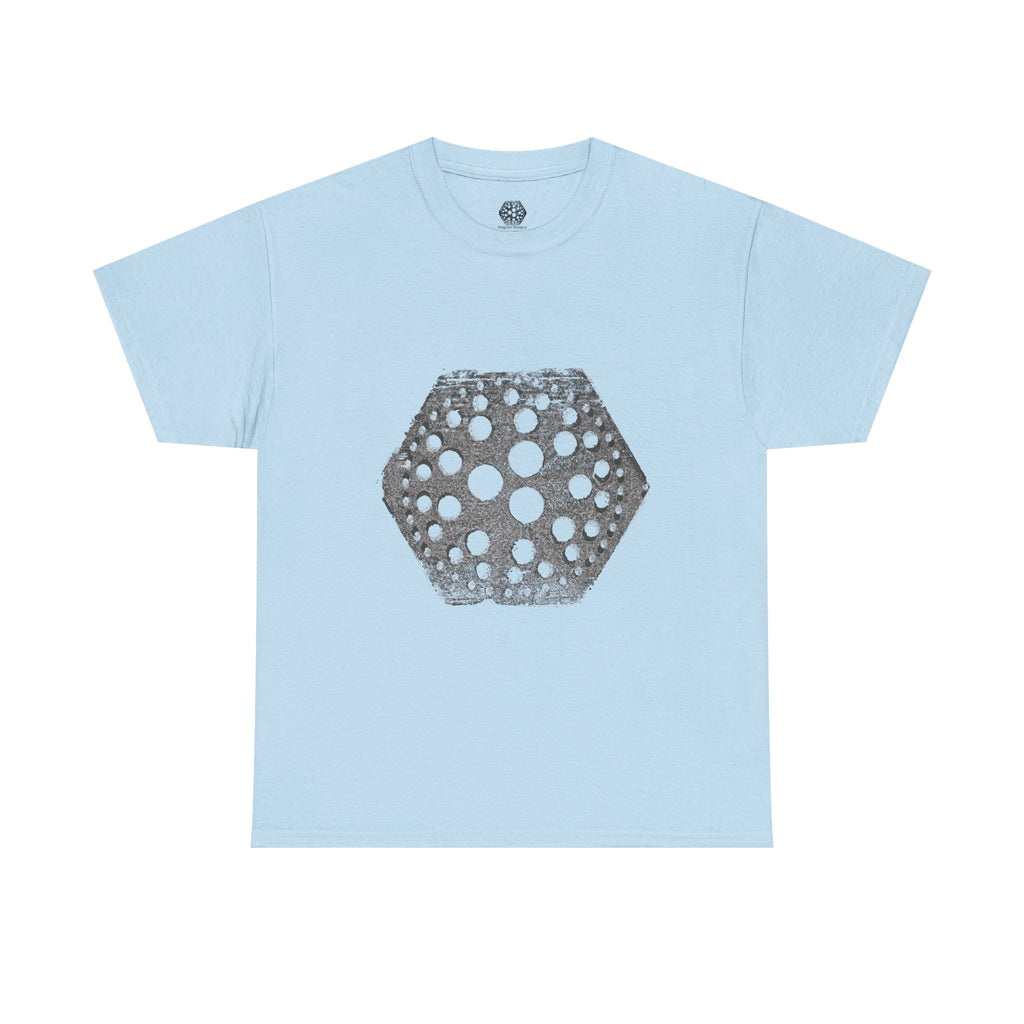 Hexagon Circles Graphic Tee — Digital Manual Print Art