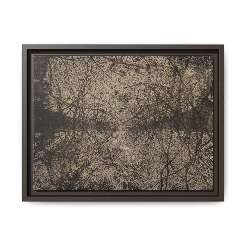 Framed Matte Canvas Art, no 12 — Twin Tree Wood-Carving Reproduction (Black & Sunbleached)