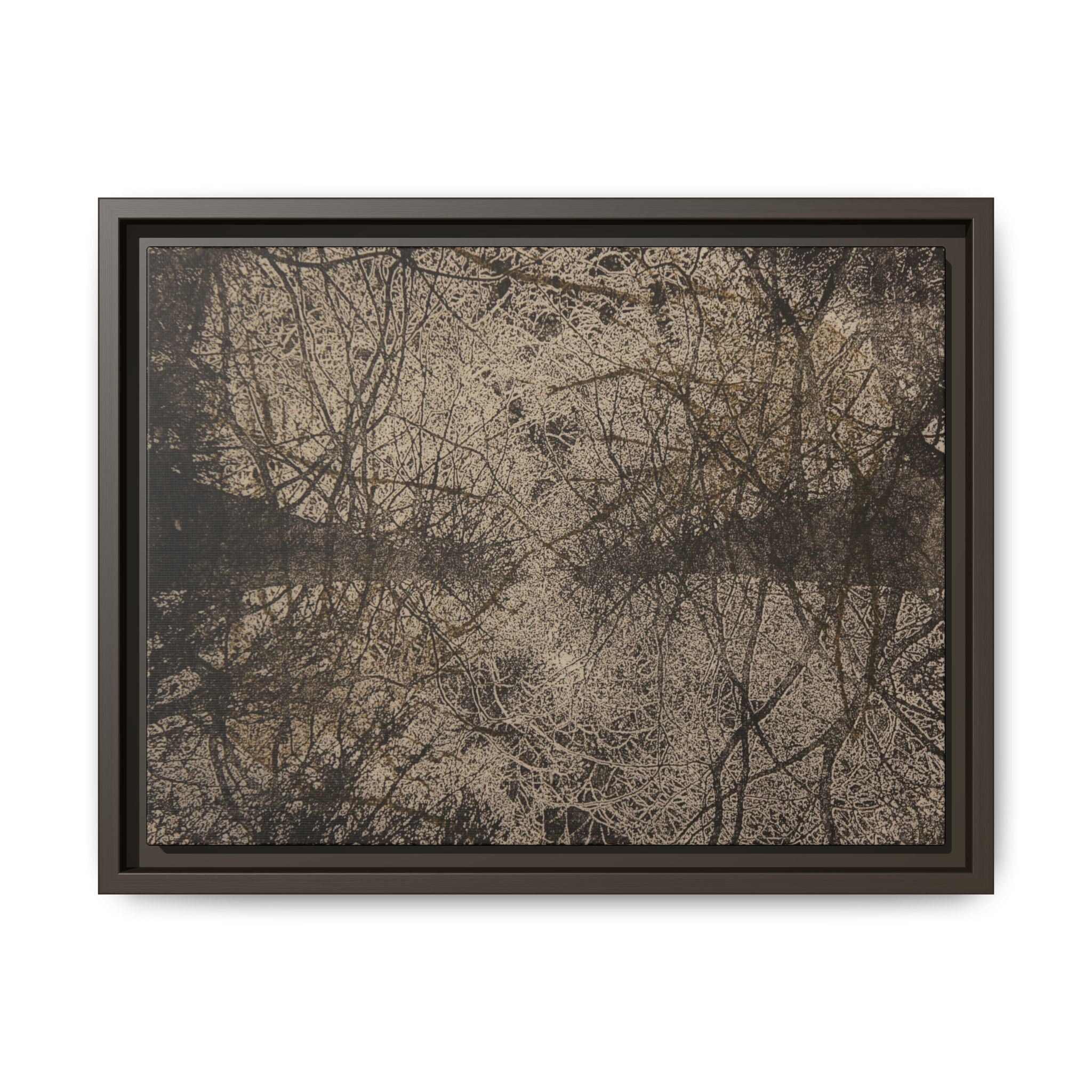 Framed Matte Canvas Art, no 12 — Twin Tree Wood-Carving Reproduction (Black & Sunbleached)