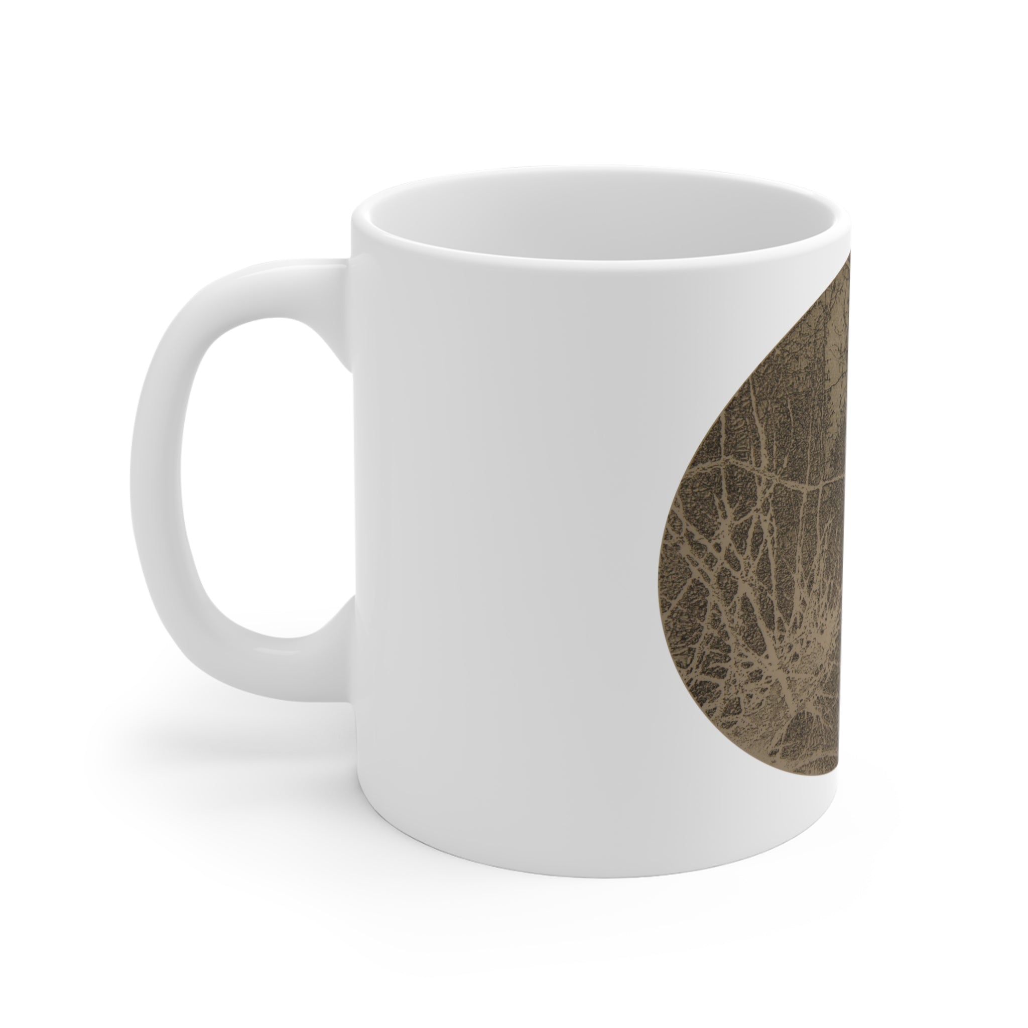 Rustic Forest Circle Ceramic Mug — Nature-Inspired Brown Tree Roots Design - no 34