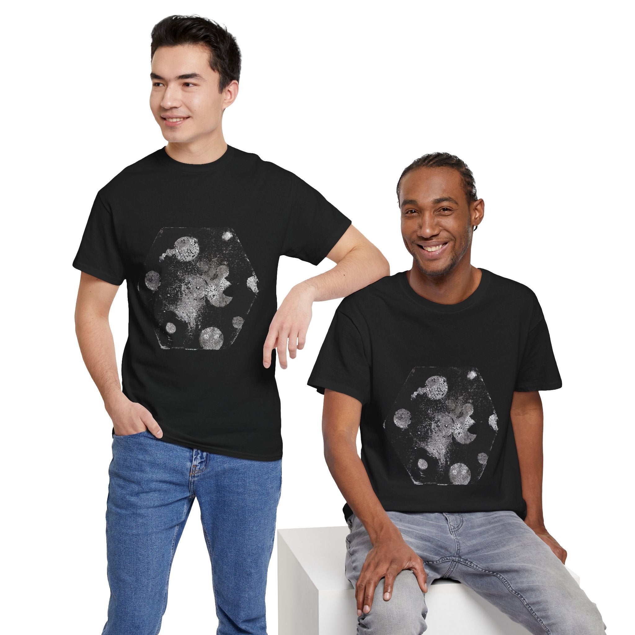 Hex Moon Graphic Tee — Distressed Space Cheese Vintage Astronomy T-Shirt