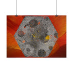 Abstract Hexagon Art Poster — Red Orange Horizontal Print